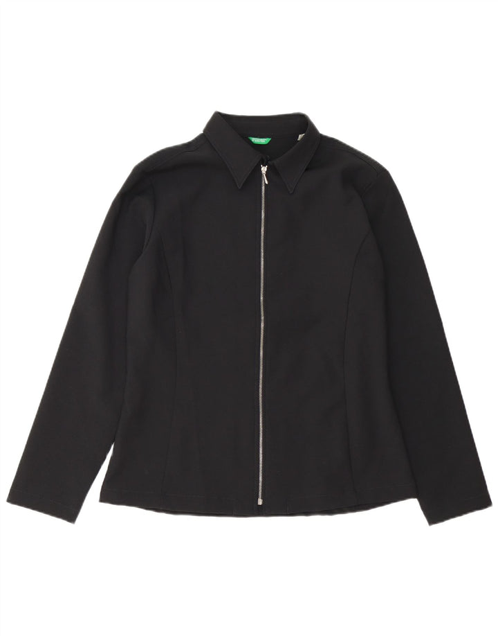 Benetton Womens Shirt Blouse IT 46 Large Black Polyester