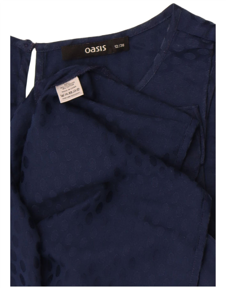 Oasis Ärmelloses Damen-Blusenoberteil UK 12 Mittelmarineblau gepunktetes Polyester