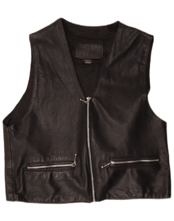 Vintage Herren Lederweste Großes schwarzes Leder