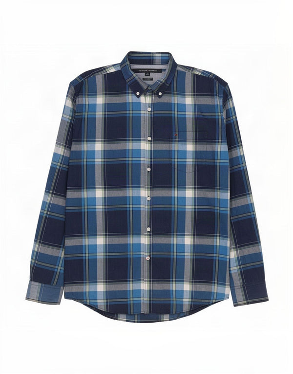 Tommy Hilfiger Chemise New York Fit XL Bleu Marine à Carreaux Homme