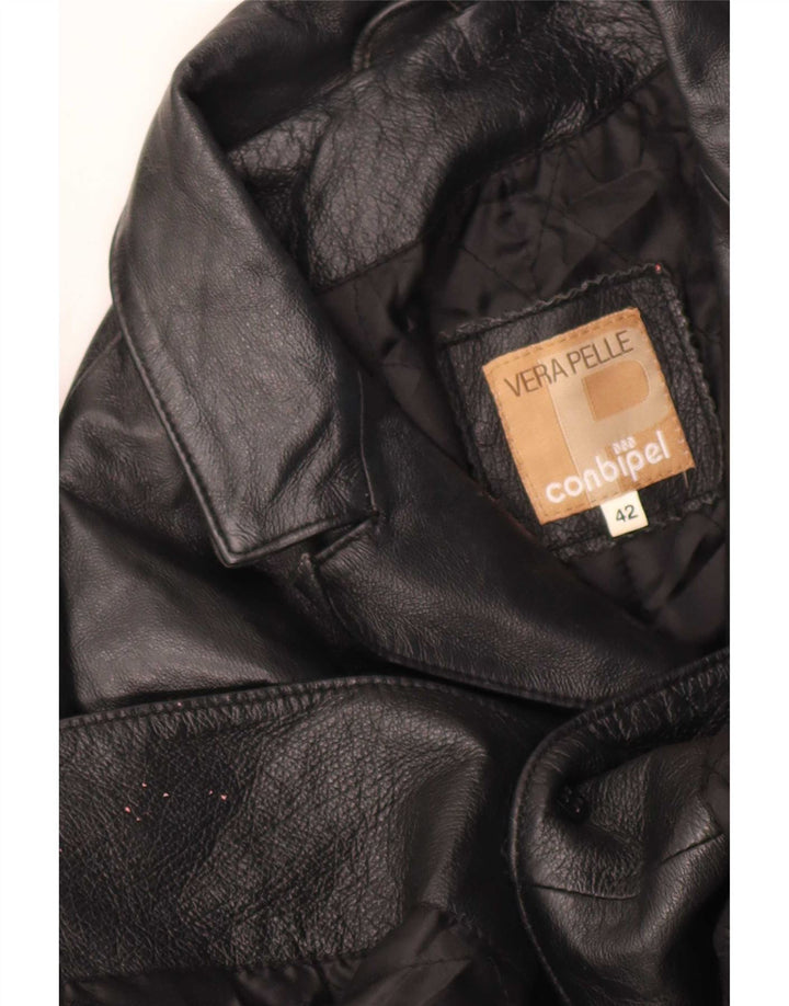 Conbipel Womens Piele Coat IT 42 Medium Black Classic
