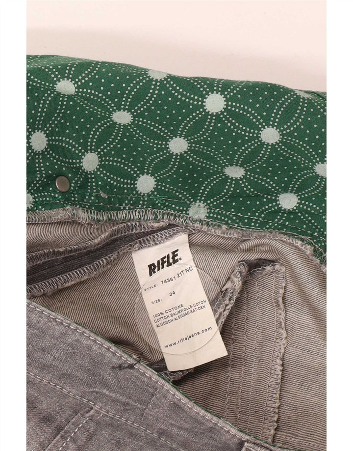 Rifle Mens Straight Jeans W34 L33 Grey Cotton