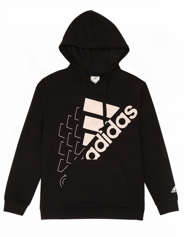 Adidas Womens Graphic Oversized Hoodie Jumper UK 8/10 Small Black Cotton