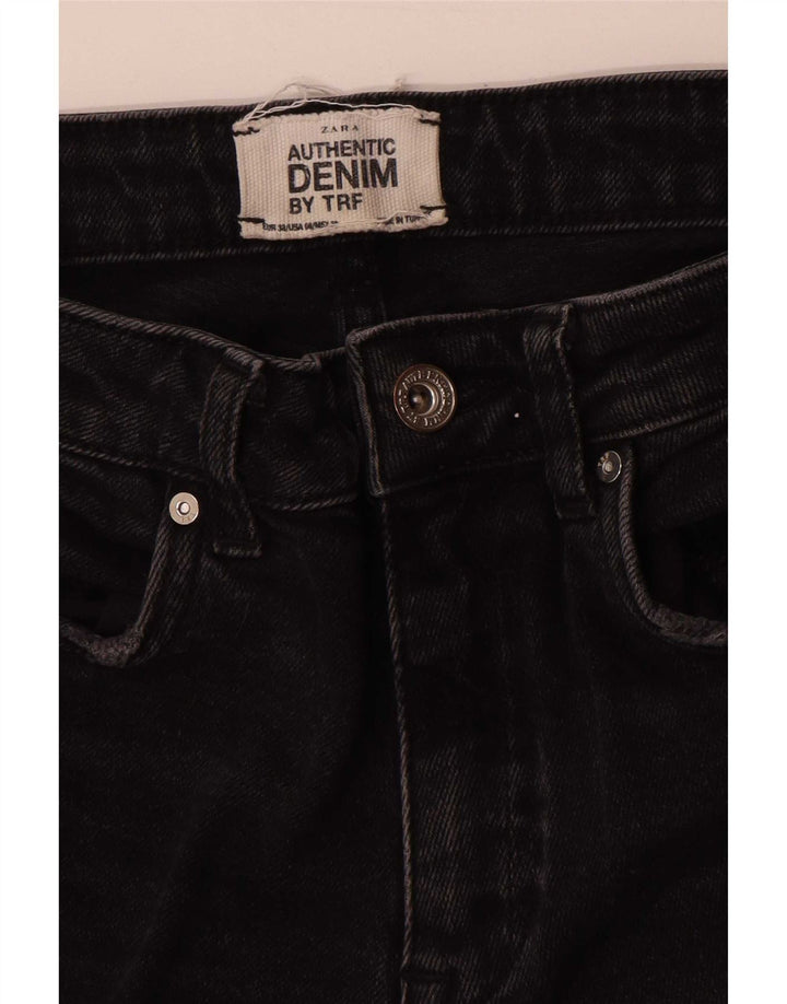 Zara Dame Distressed Straight Jeans EU 38 Small W28 L26 Sort