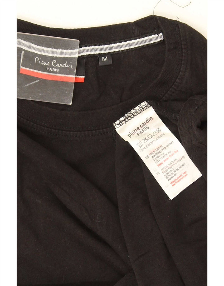 T-shirt da uomo Pierre Cardin Top in cotone nero medio