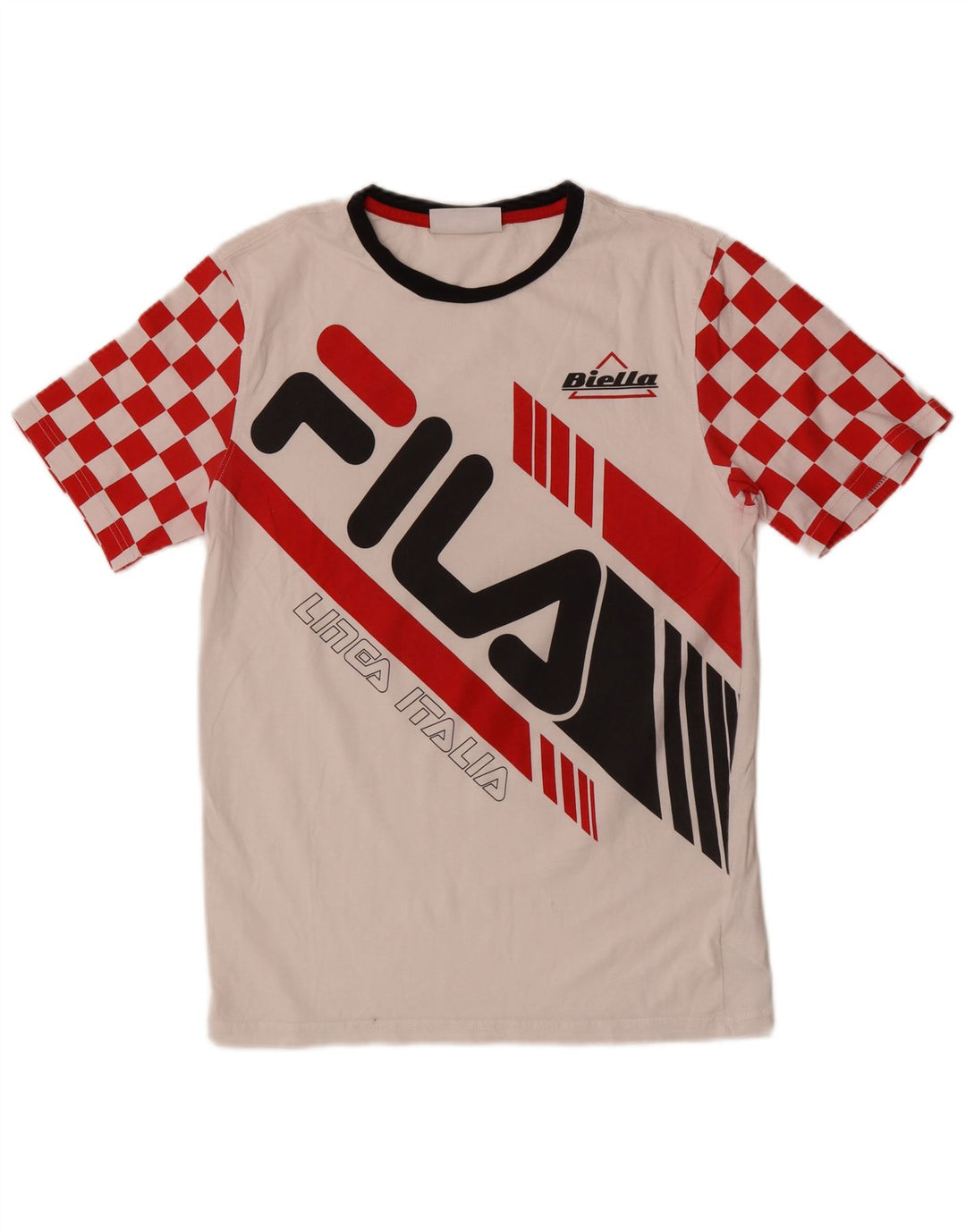 Fila Mens Graphic T-Shirt Top Small White Geometric Cotton