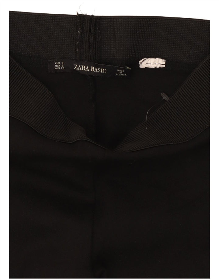 Zara Dame Leggings UK 10 Small Sort Stribet