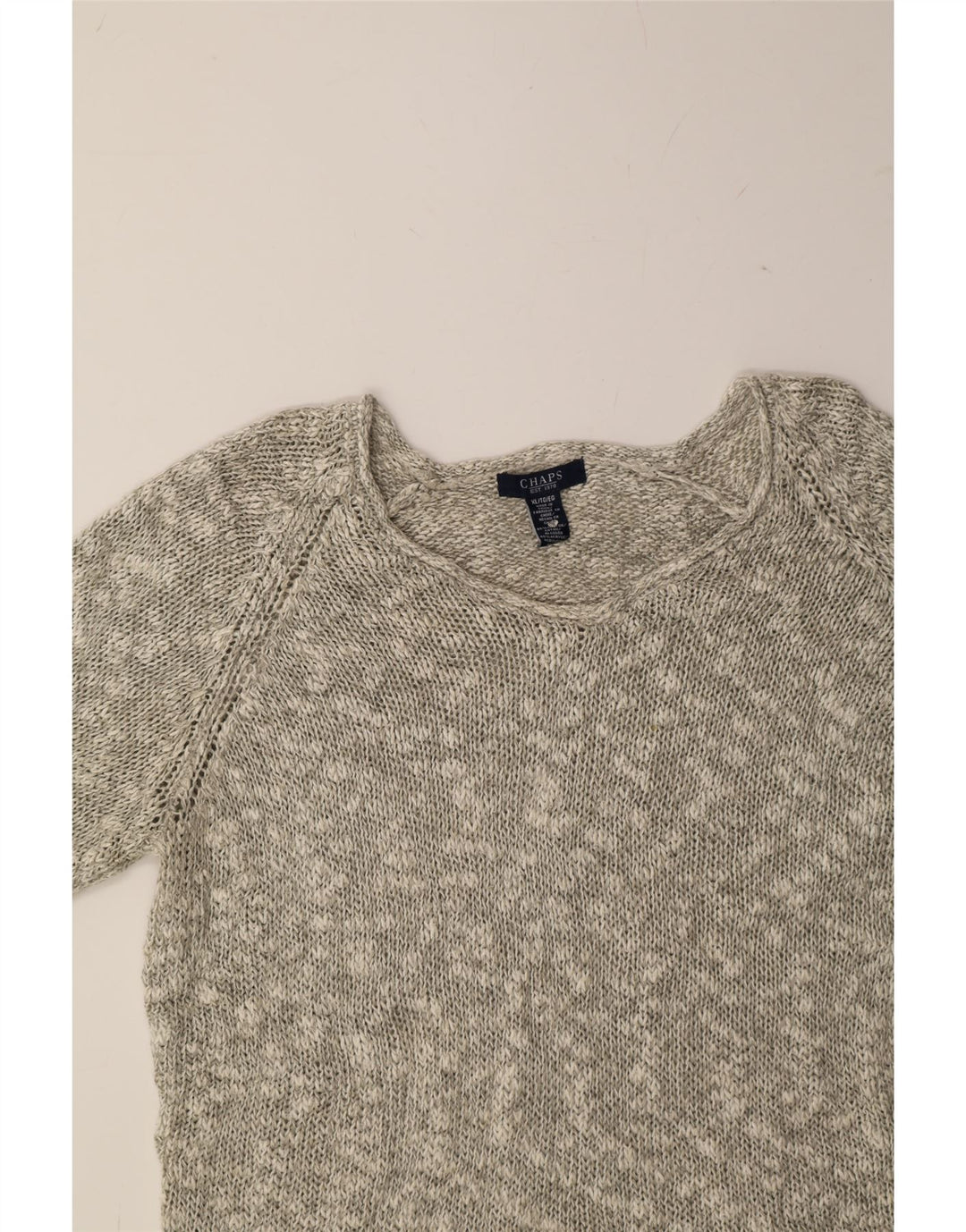 CHAPS Womens V-Neck Jumper Sweater UK 18 XL Grey Flecked Cotton Vintage Chaps and Second-Hand Chaps from Messina Hembry 
