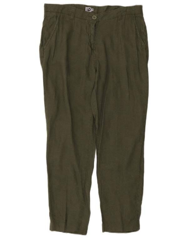 Dack's Womens Tapered Chino Trousers IT 46 Large W32 L26 Green Linen