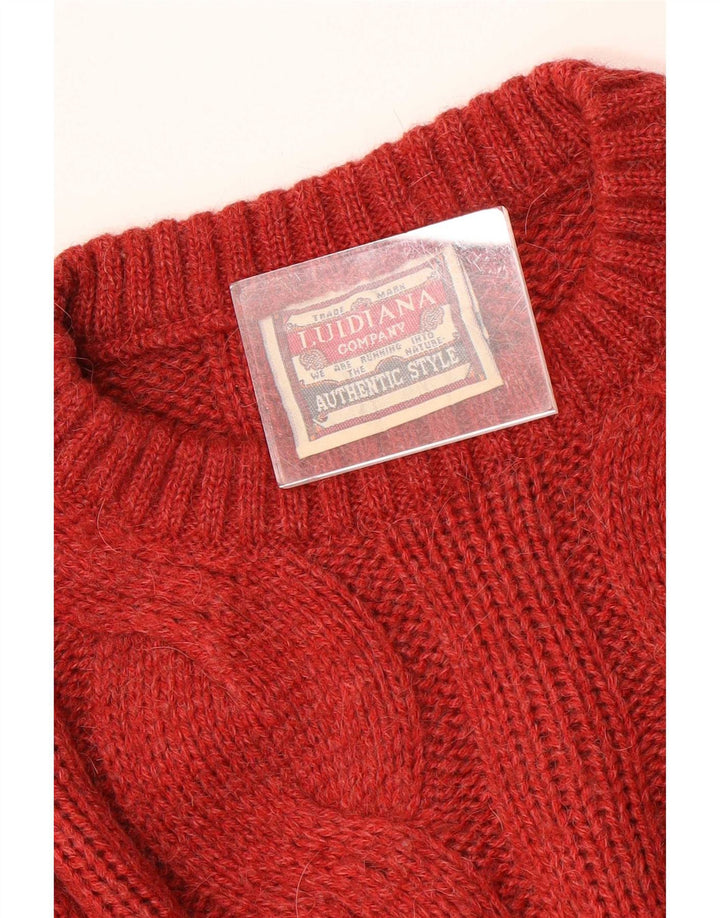 Luidiana Mens Crew Neck Jumper Sweater Large Red Acrylic