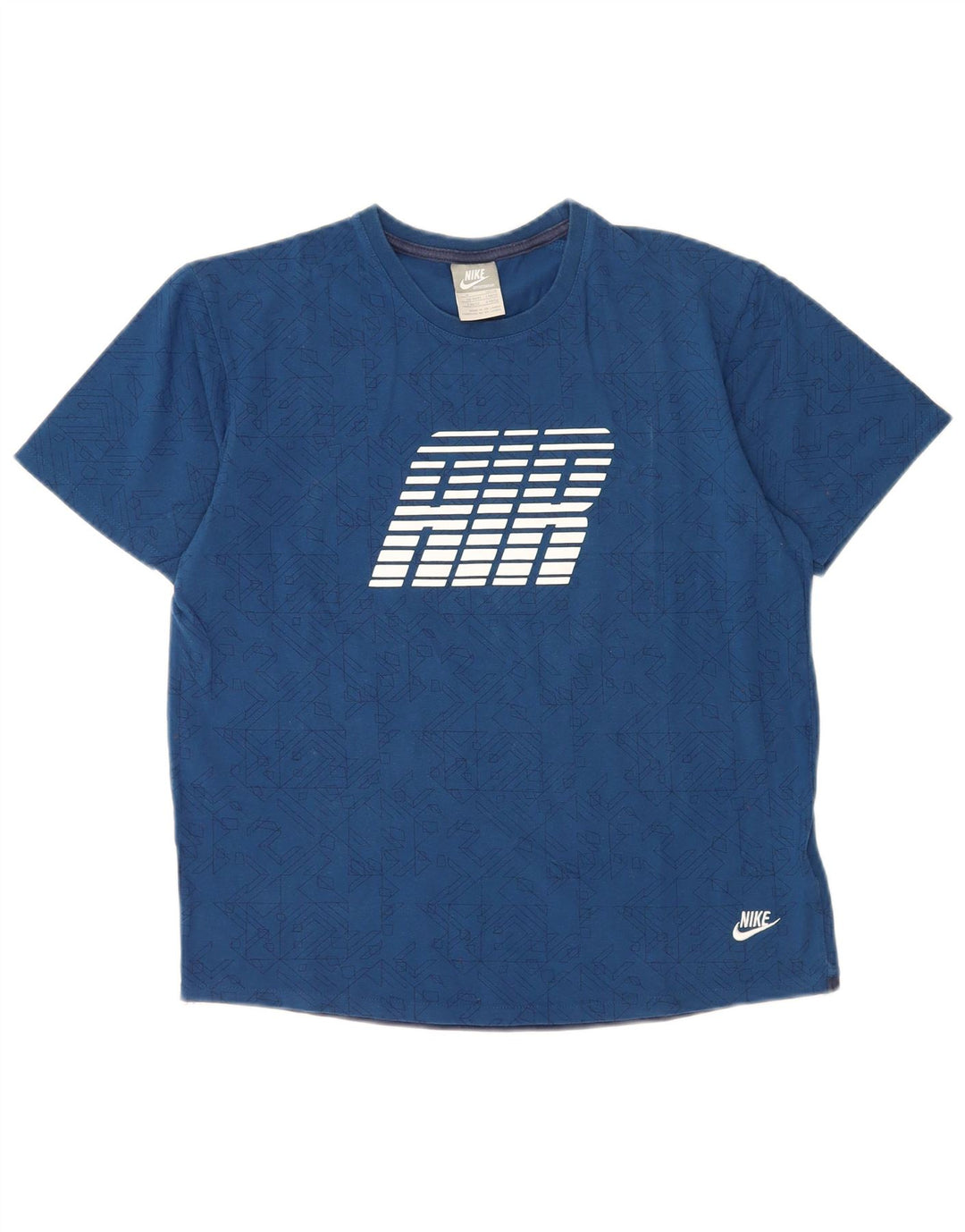 Nike Mens Air Graphic T-Shirt Top Medium Blue Geometric Cotton
