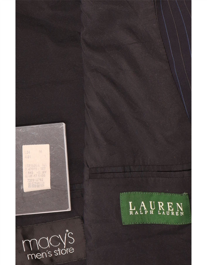 RALPH LAUREN Mens 2 Button Blazer Jacket IT 52 XL Navy Blue Pinstripe Wool