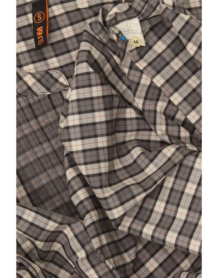 Camicia pullover da donna Sun68 UK 10 piccolo cotone a quadri grigio