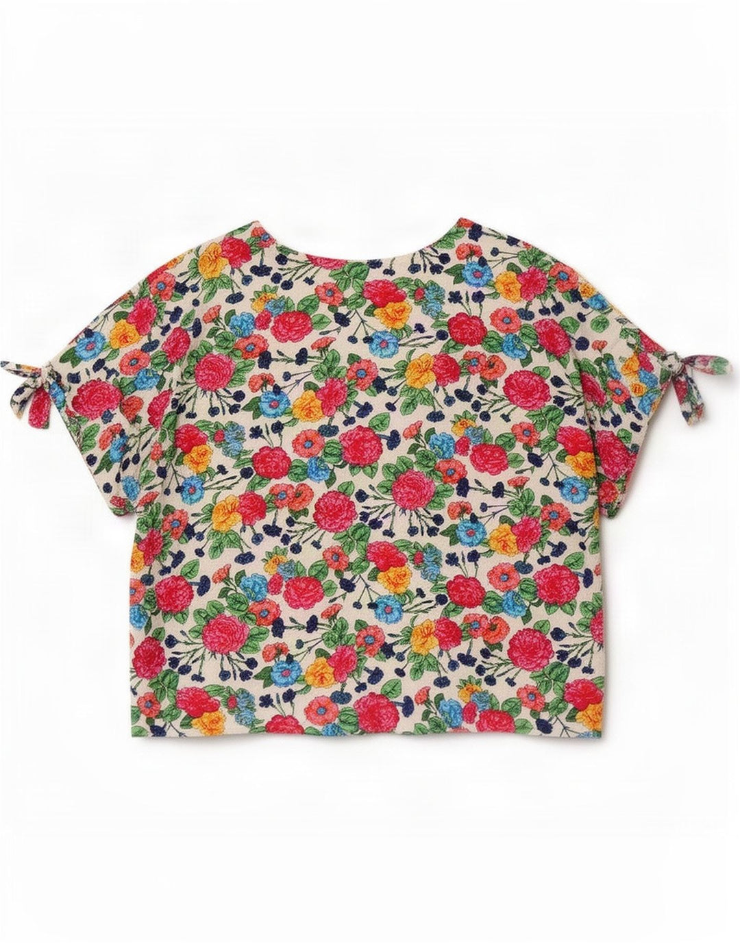 vintage Womens Crop Blouse Top UK 14 Moyen Multicolore Floral