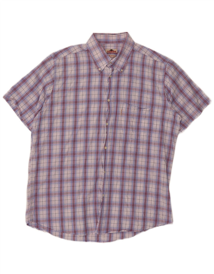 Charro Mens Short Sleeve Shirt XL Purple Check Cotton