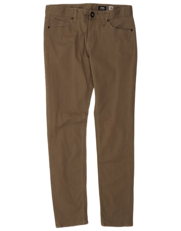 Volcom Mens Vorta Tapered Slim Chino Trousers W30 L32 Khaki Cotton