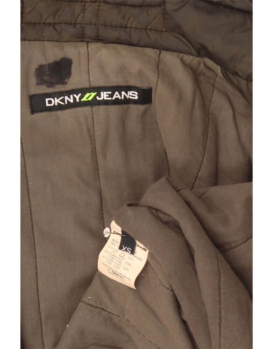 Dkny Womens Padded Coat UK 6 XS Khaki Cotton