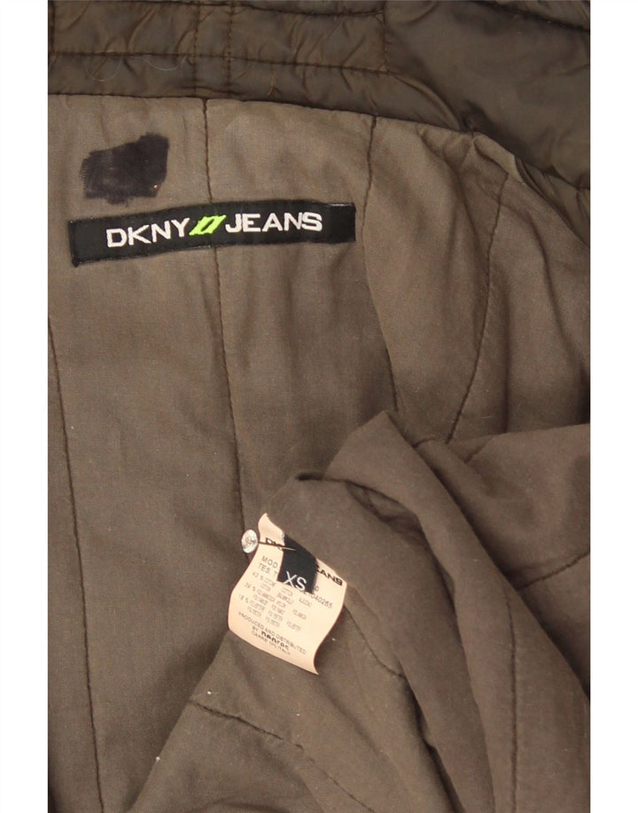 Dkny Womens Padded Coat UK 6 XS Khaki Cotton