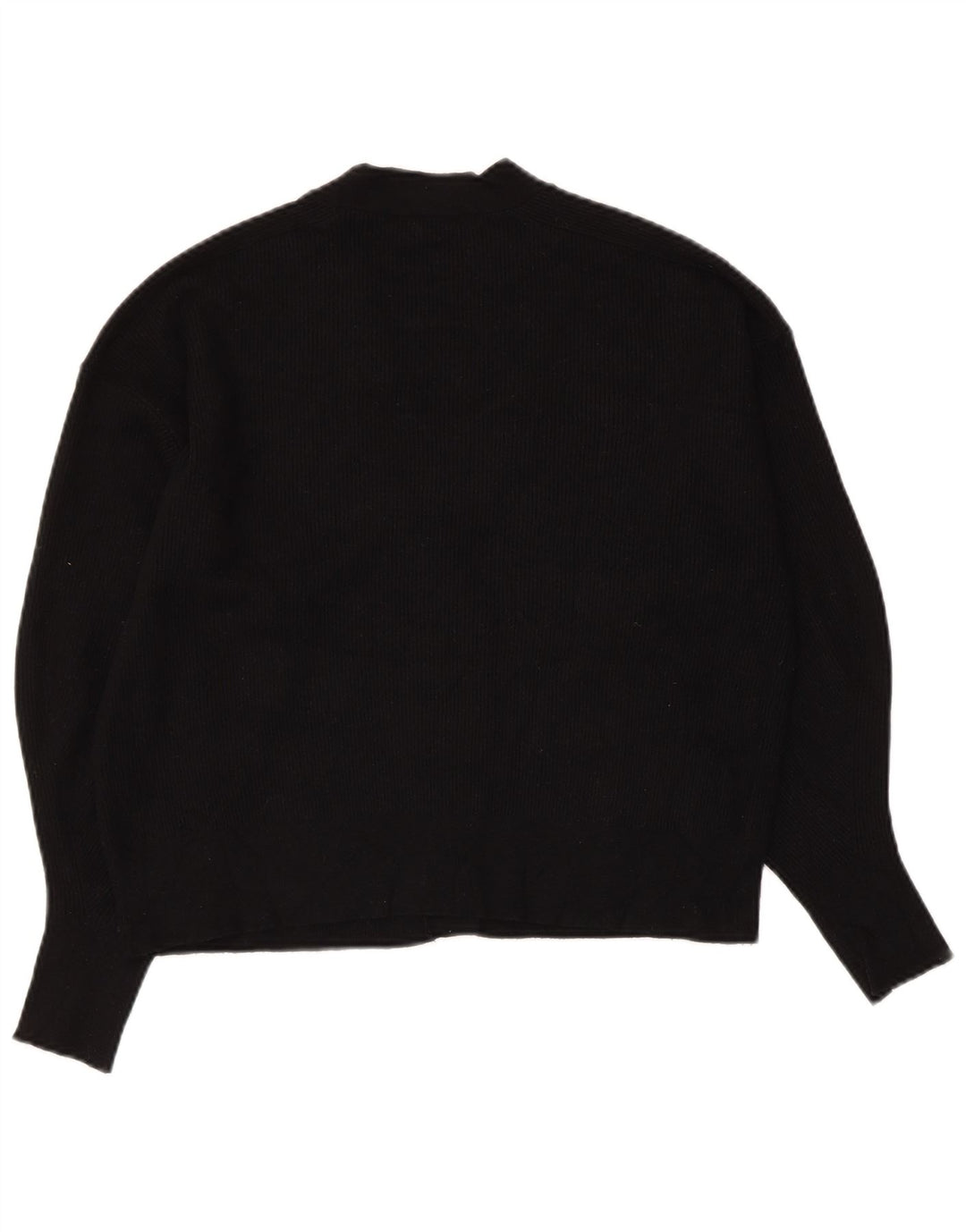 ZARA Womens Crop Cardigan Sweater UK 14 Medium Black Viscose