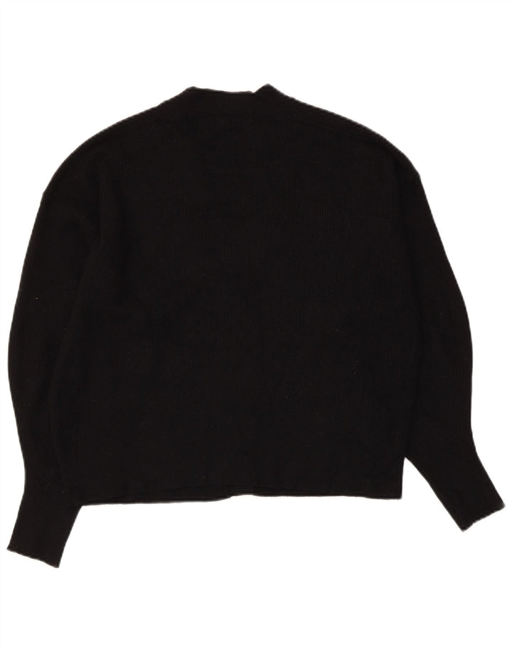 ZARA Womens Crop Cardigan Sweater UK 14 Medium Black Viscose