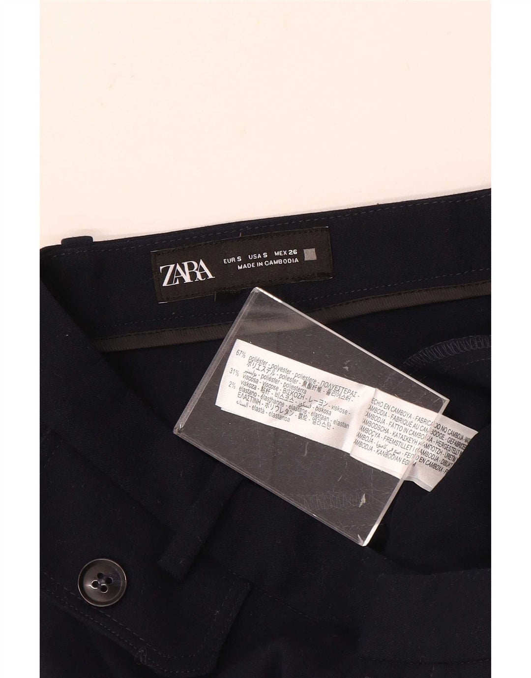 Zara Womens Flare Casual Trousers Small W26 L31 Navy Blue Polyester