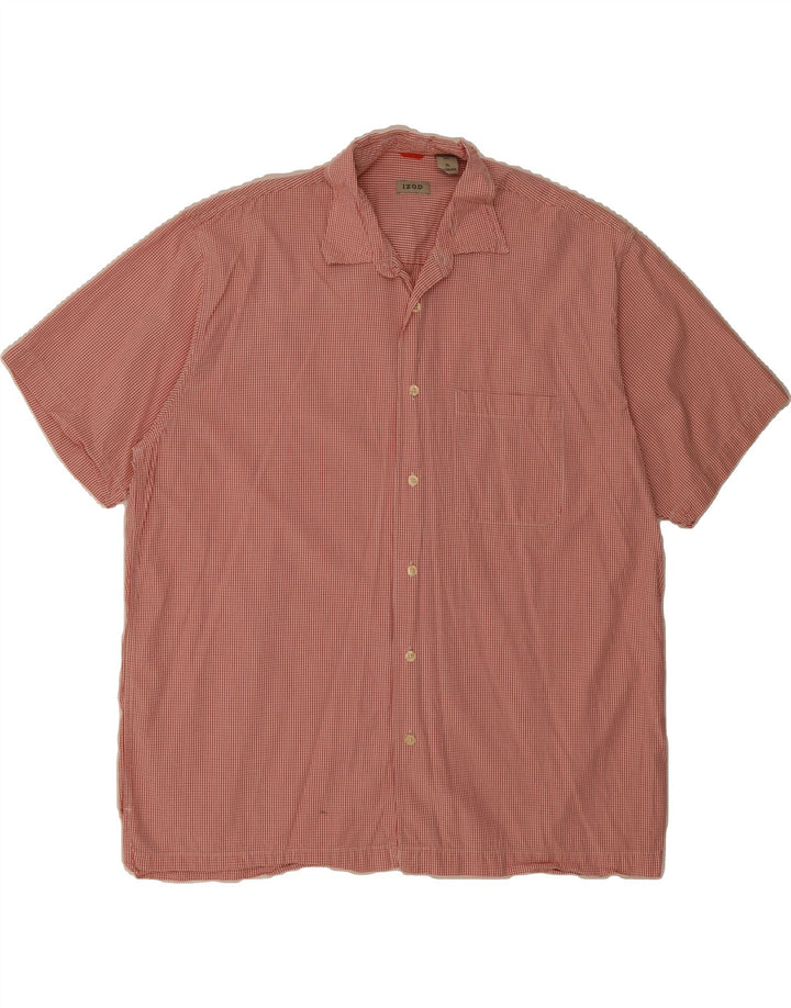 IZOD Mens Short Sleeve Shirt XL Red Check Cotton Vintage Izod and Second-Hand Izod from Messina Hembry 