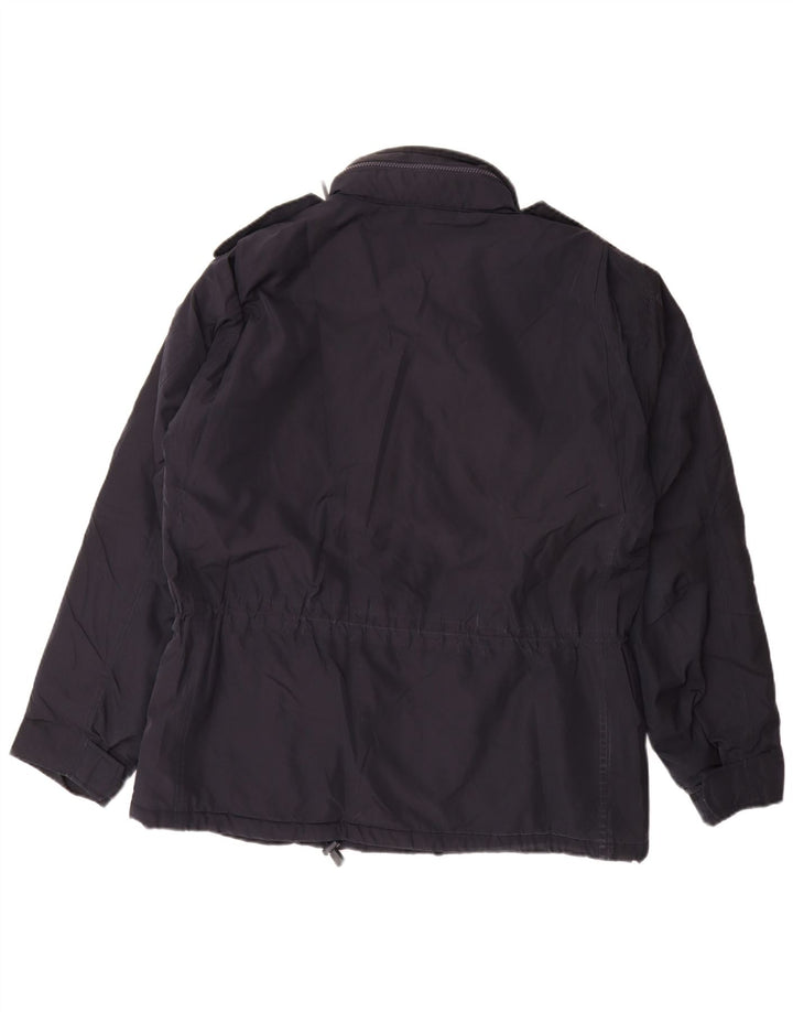 Alberto Aspesi Herre Hætte Military Jacket UK 40 Large Navy Blue Polyester