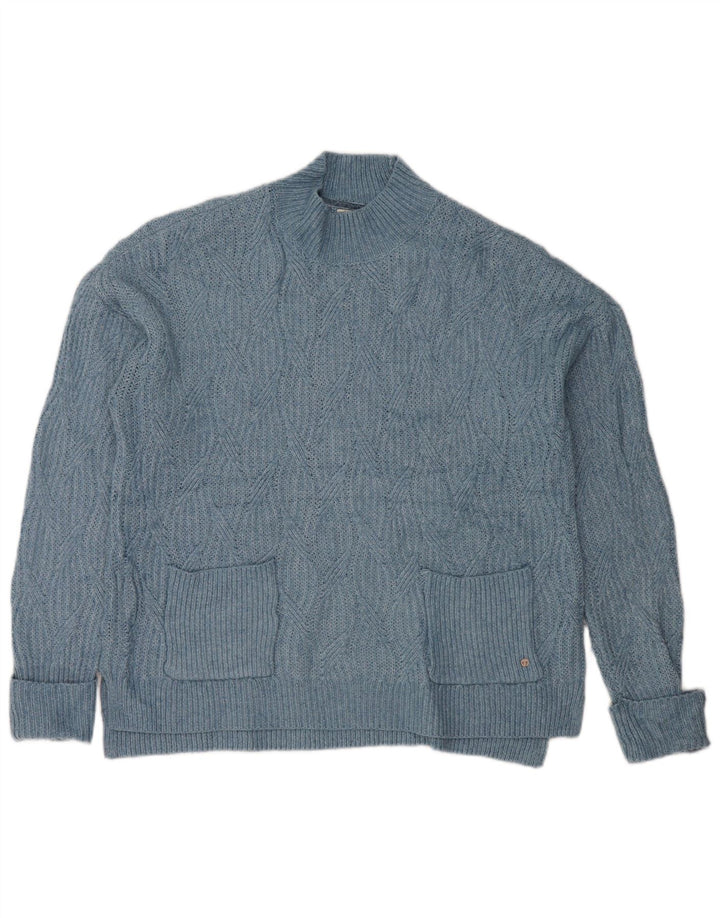 Fat Face Womens Oversized Turtle Neck Jumper Sweater UK 10 Small Blue