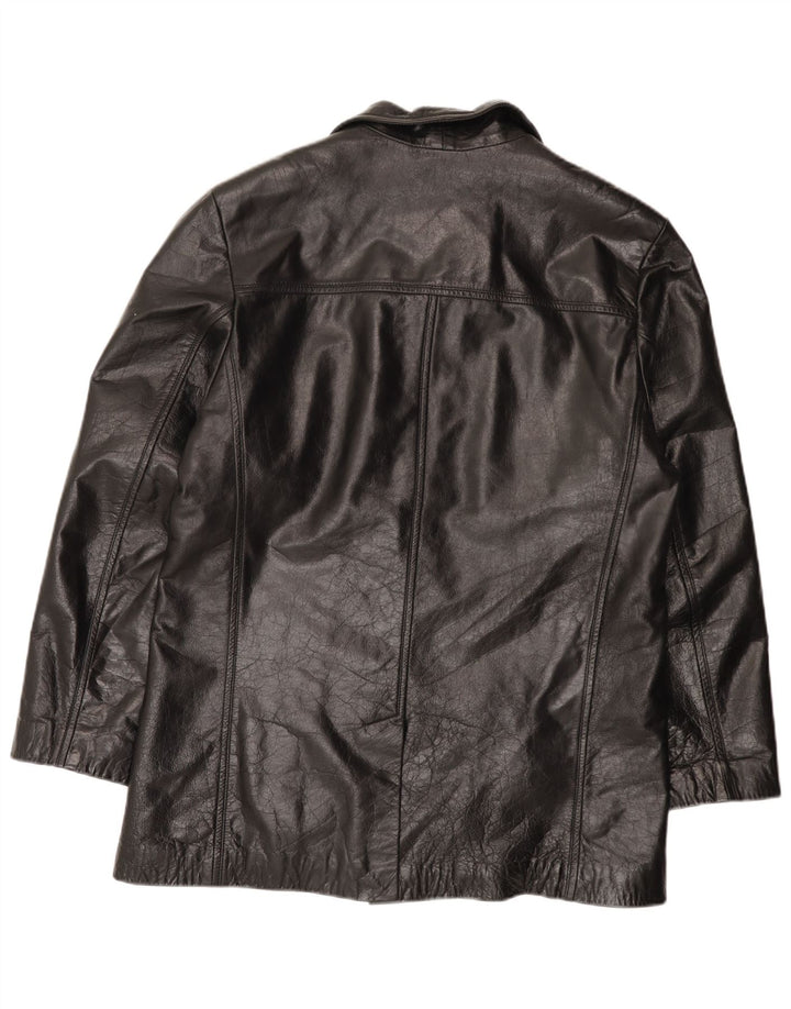 Censured Mens Leather Jacket UK 40 Large Black Leather