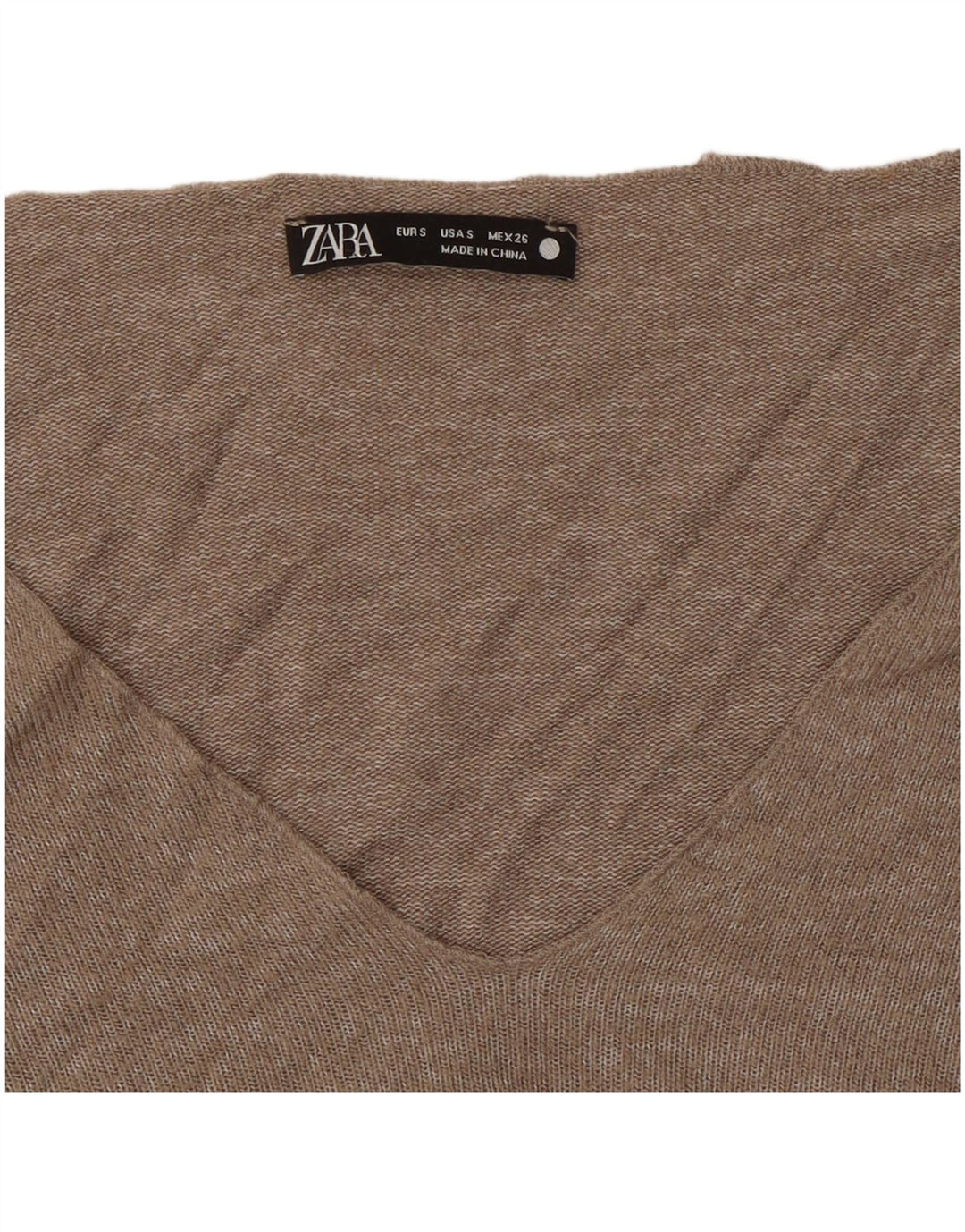 ZARA Pull col en V pour femme UK 10 Petit Gris