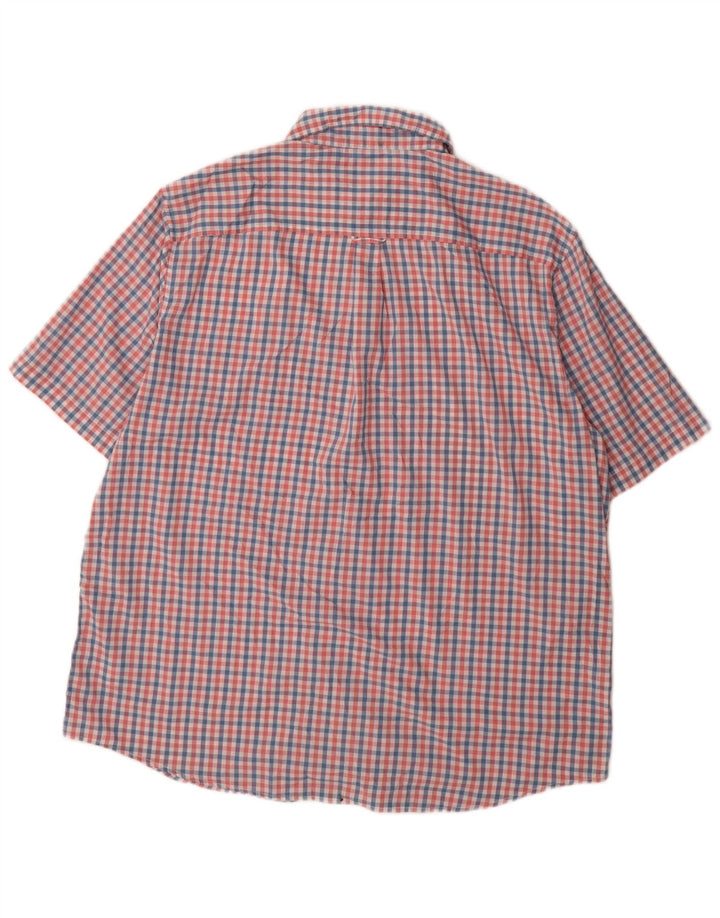 Chaps Mens Easy Care Short Sleeve Shirt 2XL Pink Gingham Cotton