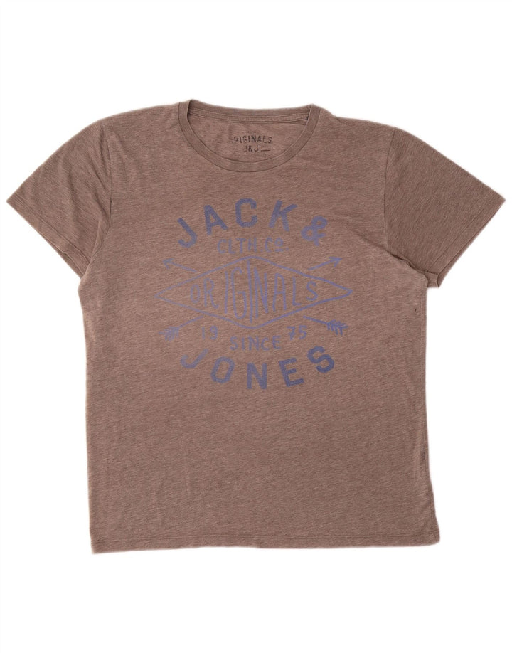 Jack & Jones T-Shirt Graphique Homme Grand Gris Moucheté Polyester