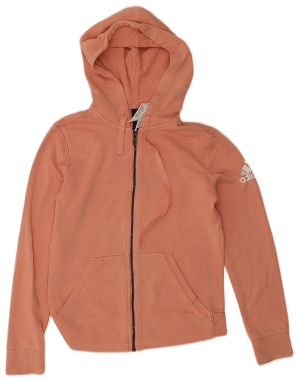 Adidas Pull à capuche zippé graphique pour femme UK 8/10 Petit coton rose