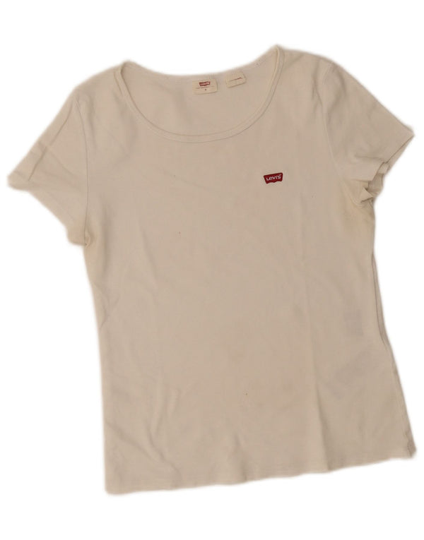 Levi's Womens T-Shirt Top UK 12 Medium White Cotton