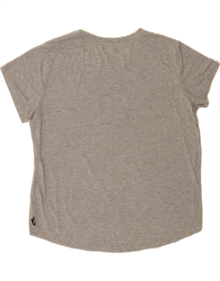 REEBOK Womens Graphic T-Shirt Top UK 16 Large Grey Flecked Polyester Vintage Reebok and Second-Hand Reebok from Messina Hembry 