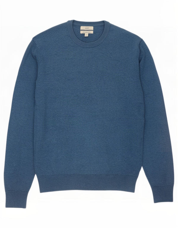 Maglione maglione girocollo da uomo Marks & Spencer XL in cotone blu