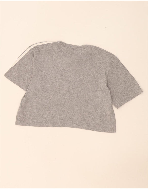Adidas Womens Crop Oversized T-Shirt Top UK 8/10 Small Grey Cotton