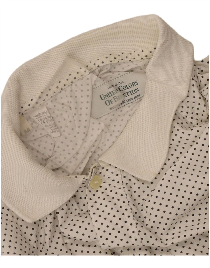 Camicia pullover a maniche corte da uomo Benetton in cotone maculato bianco medio