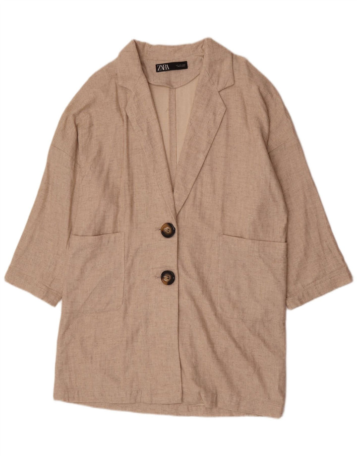 Zara Mujer Abrigo Extragrande UK 46 Grande Viscosa Beige
