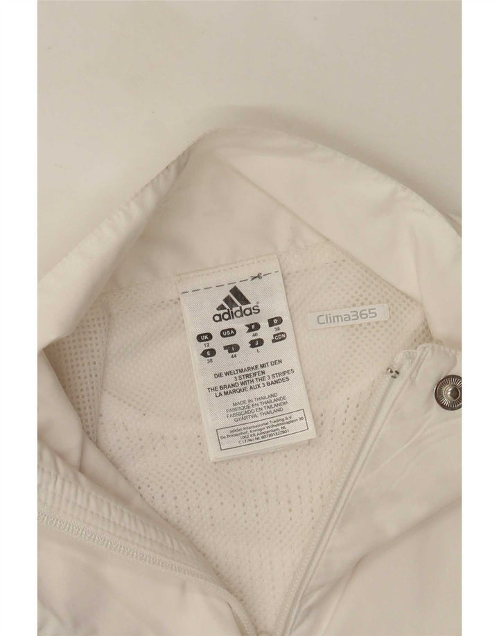 Adidas Womens Tracksuit Top Jacket UK 12 Medium  White Polyester