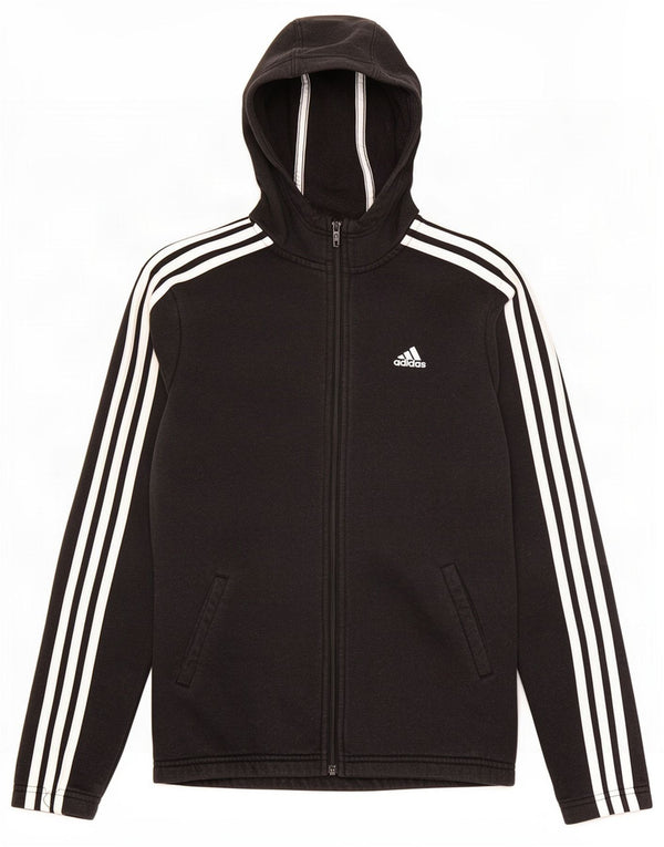 Felpa con cappuccio e zip Adidas da bambino 13-14 anni in cotone nero