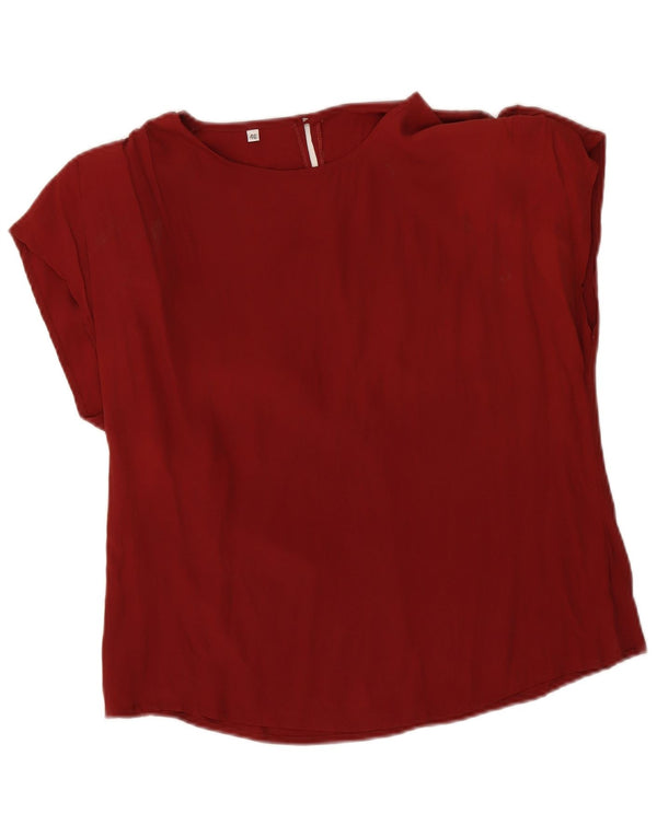 Vintage Damebluse Top IT 46 Large Red Silk