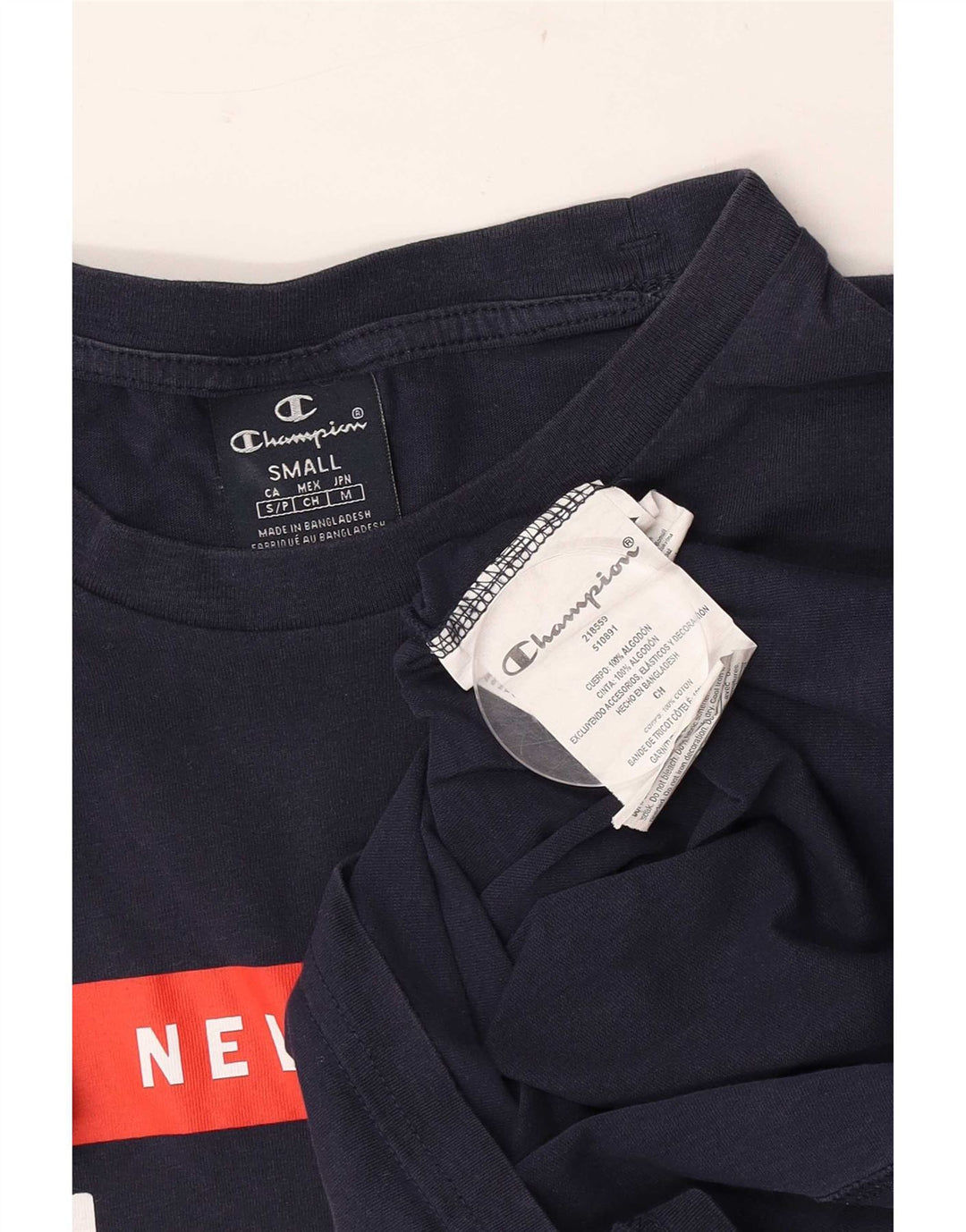 Champion Mens Graphic T-Shirt Top Small Navy Blue Cotton
