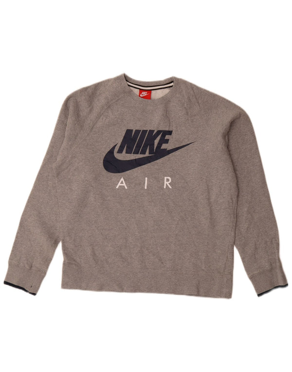 Nike grafisk sweatshirt til mænd, medium grå flækket bomuld