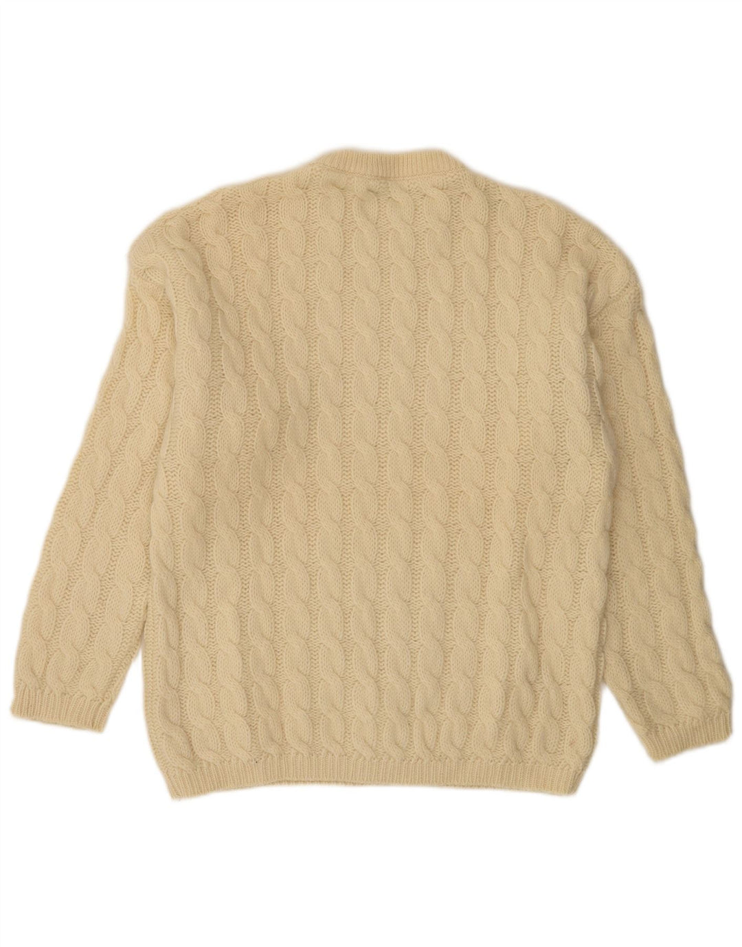 Benetton Mens Crew Neck Jumper Sweater IT 48 Medium Beige Wool