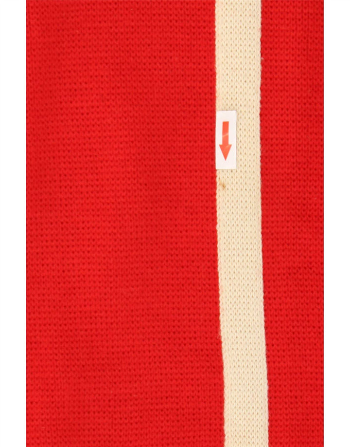 Life Line Mens Crew Neck Jumper Sweater Medium Red Colourblock Wool