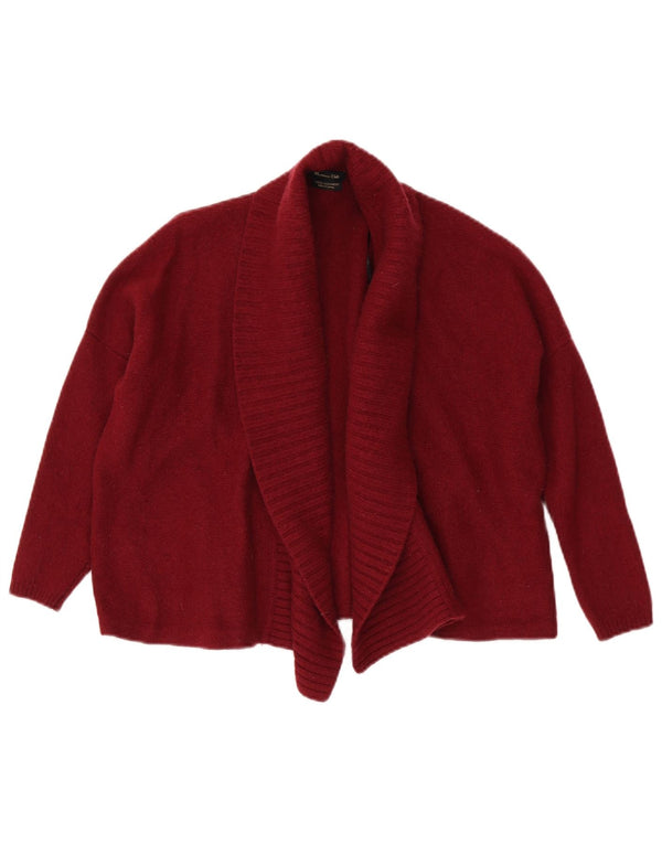 Massimo Dutti Dame Crop 3/4-ærmet cardigantrøje UK 14 Medium Burgundy