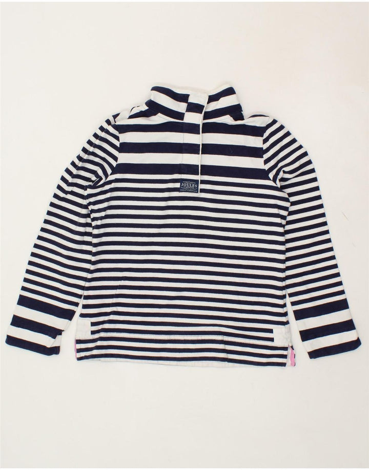 JOULES Womens Button Neck Sweatshirt Jumper UK 10 Small Navy Blue Striped Vintage Joules and Second-Hand Joules from Messina Hembry 