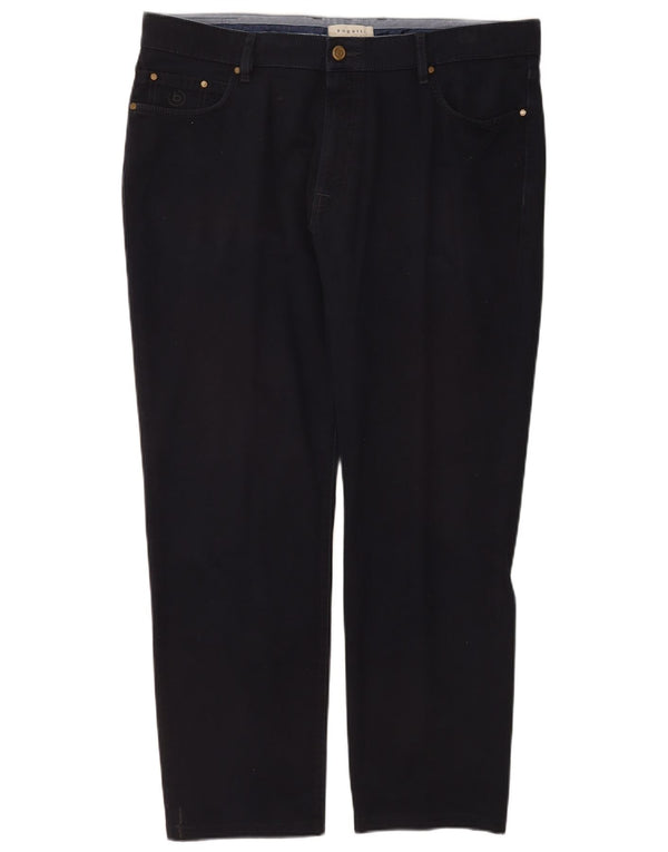 Bugatti Mens Straight Casual Trousers W36 L28 Navy Blue Cotton