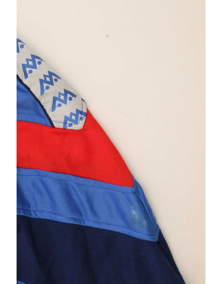 vintage Mens Graphic Survêtement Top Veste Bleu Moyen Colourblock Polyester